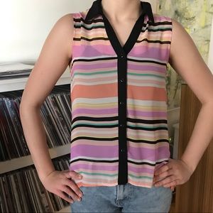 Women’s sheer stripped collared blouse